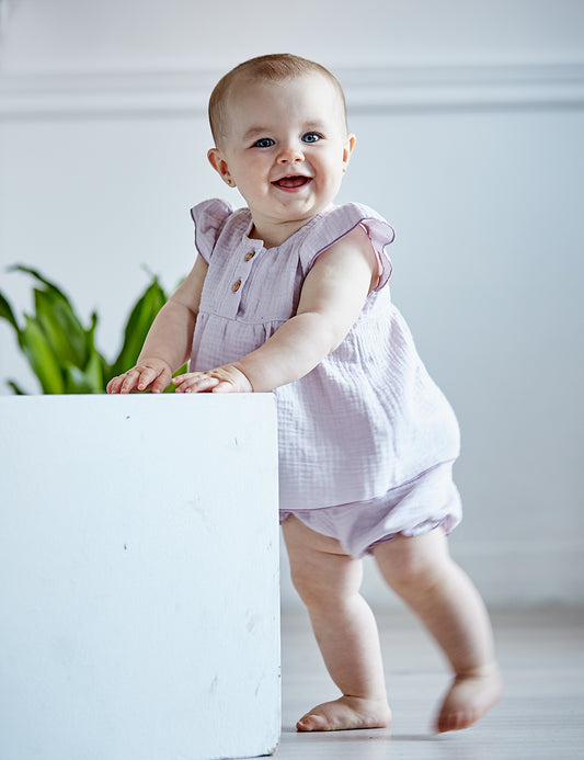Muslin Baby Girl Top rosa Blümchen - von maximo