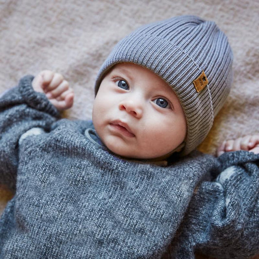 Baby Wollstrick Mütze light mauve