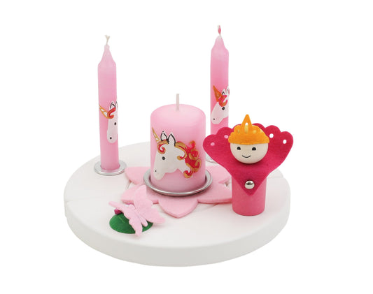 Kerze rosa mit Einhorn - von ahs
