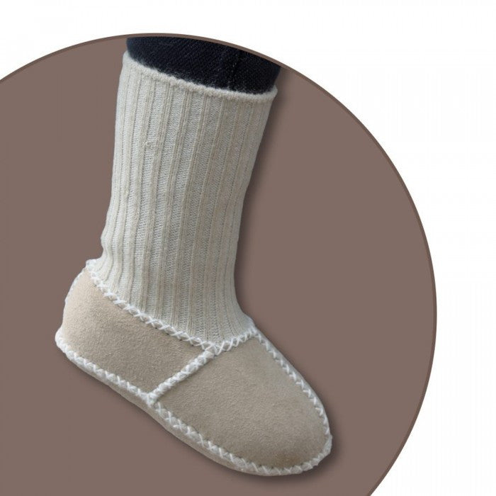 Baby Lammfellschuhe Strickbündchen anthra - von Heitmann