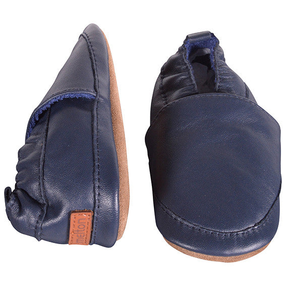 Baby Lederpuschen - Navy - von Melton
