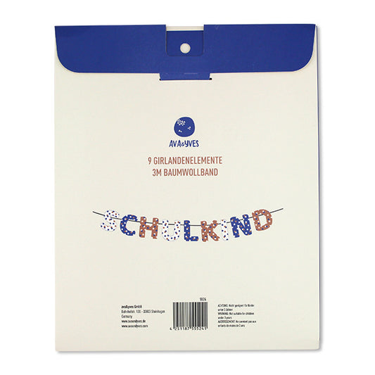 Einschulungs Girlande SCHULKIND blau/weiß - von ava&yves