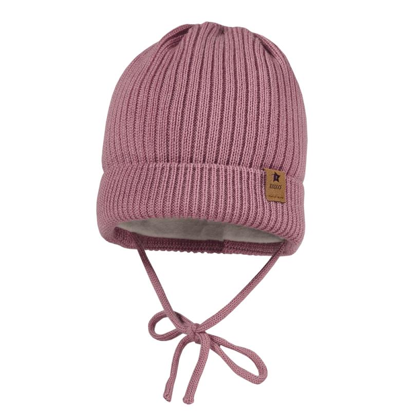 Baby Wollstrick Mütze light mauve