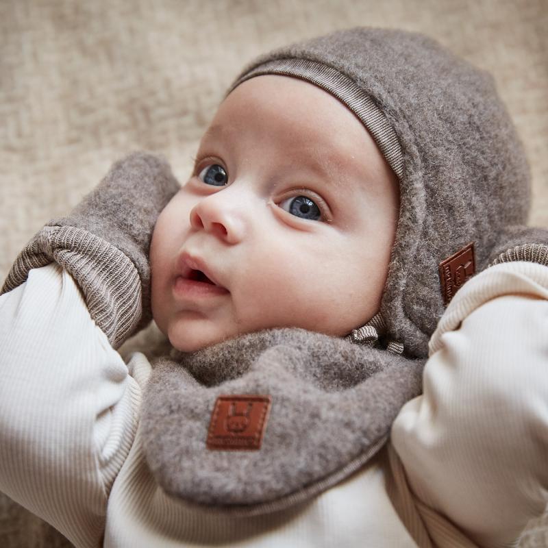 BABY Mütze Woll-Fleece braunmeliert - von maximo