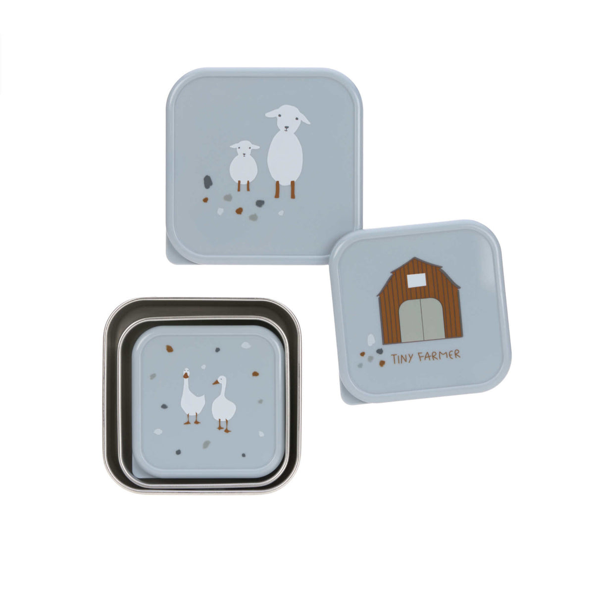 Snackbox 3er Set Tiny Farmer blue - von Lässig