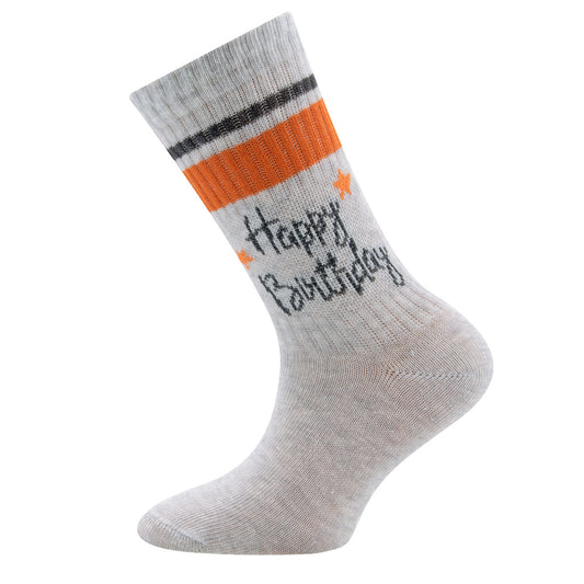 Birthday Socken grau/orange - von ewers