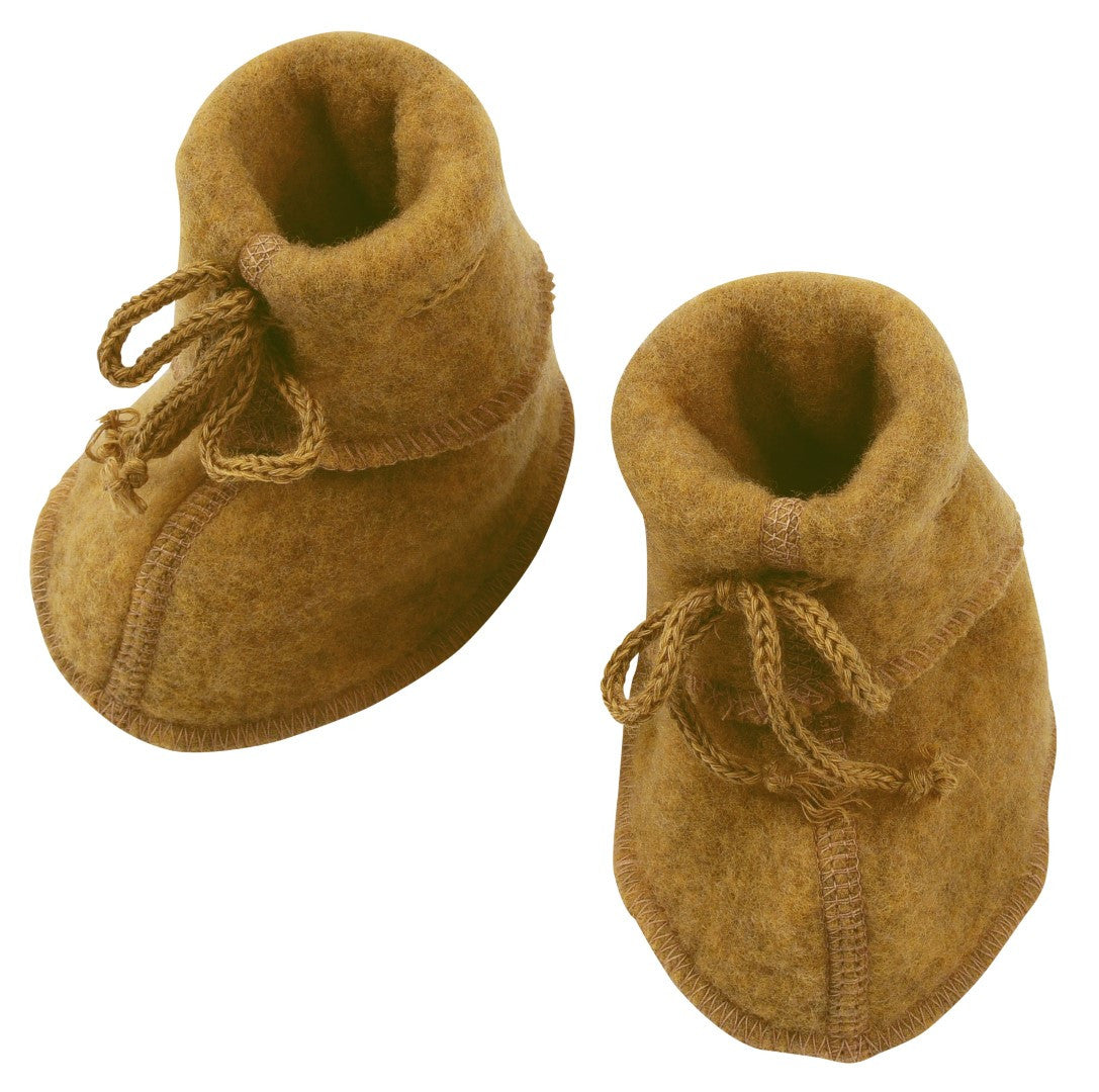 Woll-Fleece Babyschuhe safran - Größe 1 - Engel Natur