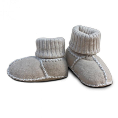 Baby Lammfellschuhe Strickbündchen sand - von Heitmann
