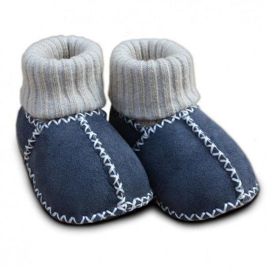 Baby Lammfellschuhe Strickbündchen anthra - von Heitmann