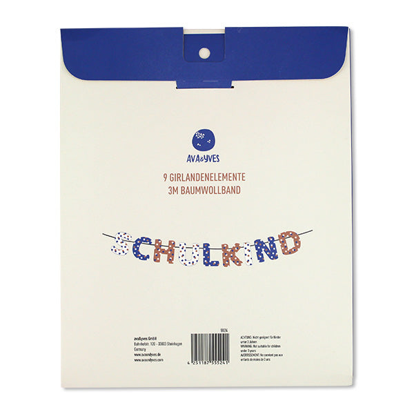 Einschulungs Girlande SCHULKIND blau/weiß - von ava&yves