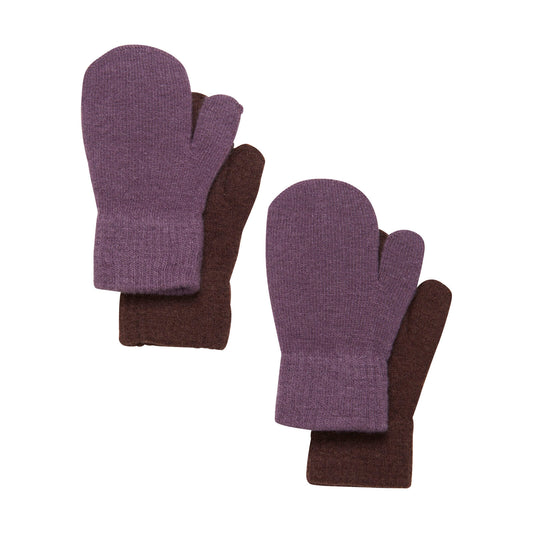 2er Set Baby Strick Fäustlinge Rose/Beere Lurex - von CELAVI
