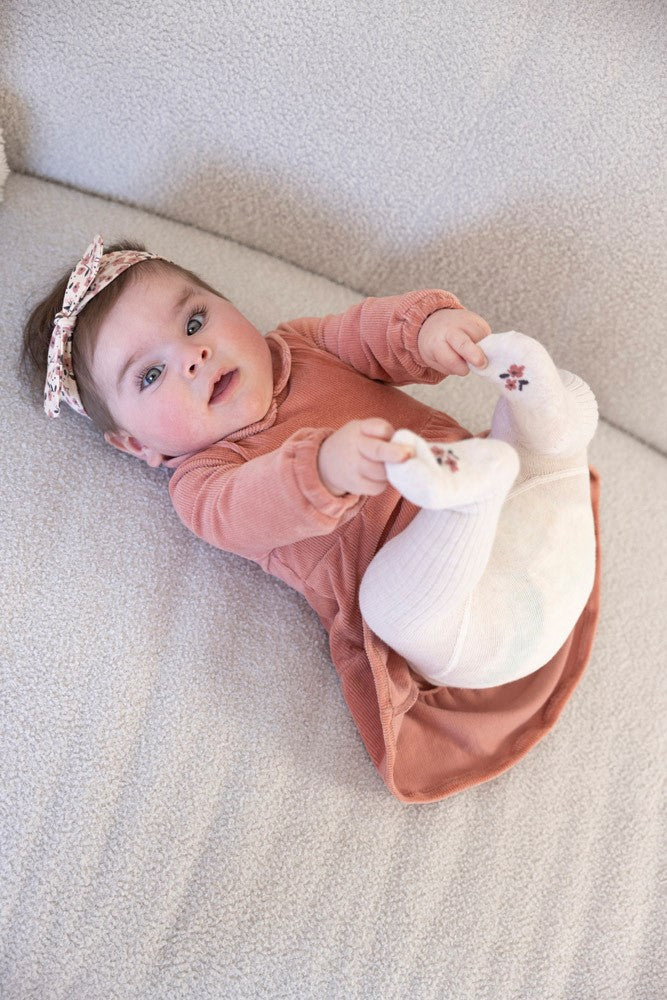 Geripptes Kleid Samt - Woodland Bloom