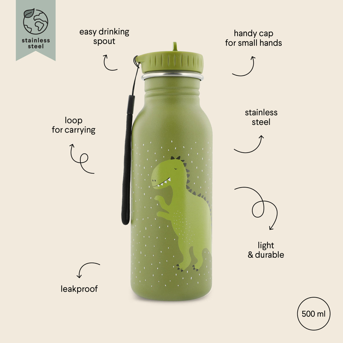 Trinkflasche Mr. Dino 500ml - von Trixie