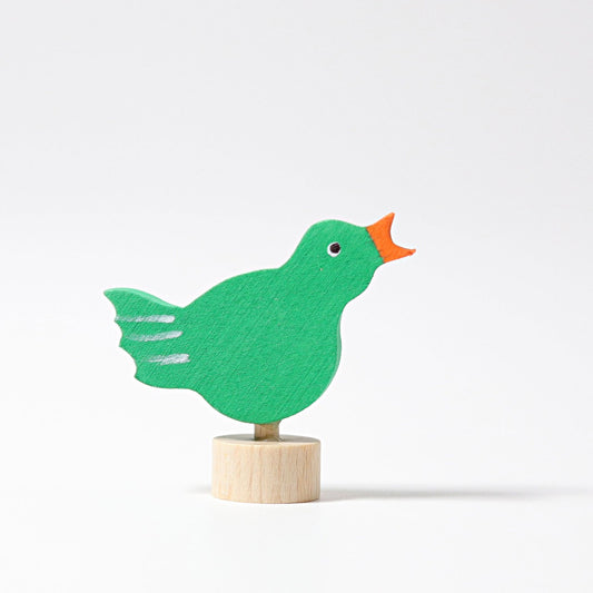 Steckfigur singender Vogel grün - von Grimm's