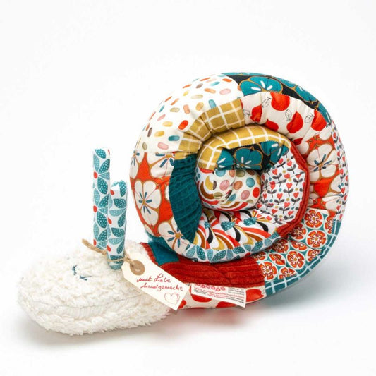 a stuffed animal with a spiral pattern